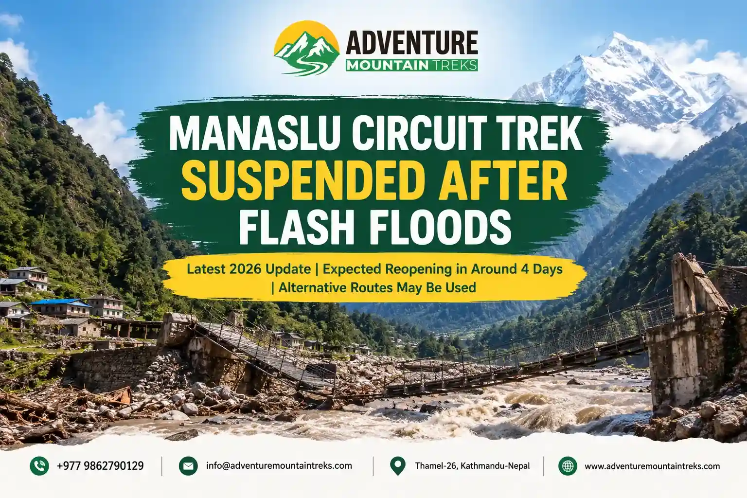 Manaslu Circuit Trek suspended after flood 2026